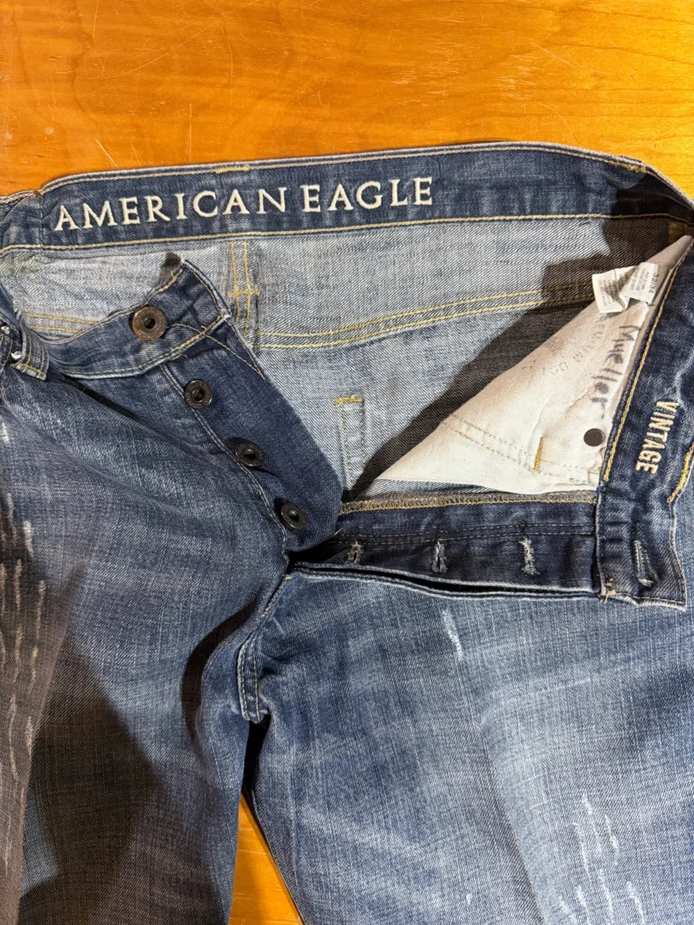 American Eagle Outfitters Men’s Distressed Blue Slim Jeans 32x34